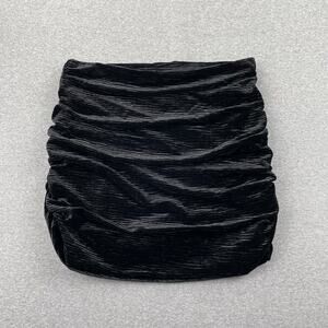 Naked Wardrobe Skirt Womens S Black Plush Velvet Ruched Mini Glam Club Rave